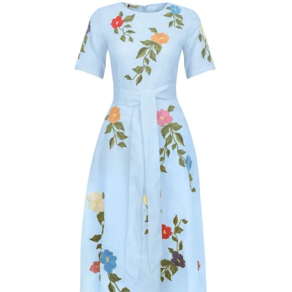 Fanm Mon Jess Midi Dress in Light Lagoon Blue Women's Sz. S